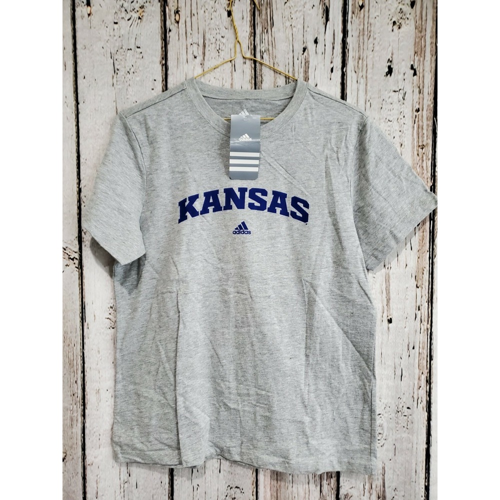 Adidas Youth Medium Kansas Jayhawks Short Sleeve Tee T-Shirt Shirt TShirt NEW